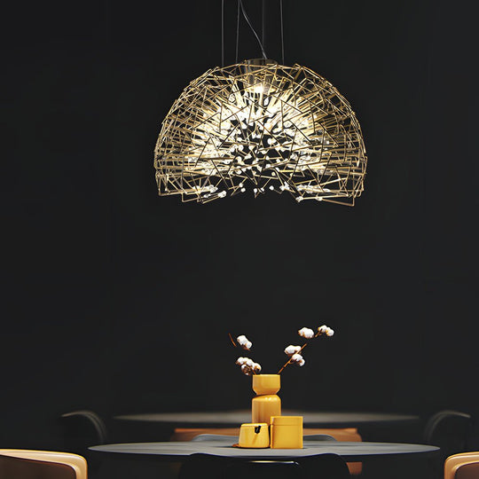 Metal Crystal Semicircular Sphere Chandelier Post-Modern Sparkle