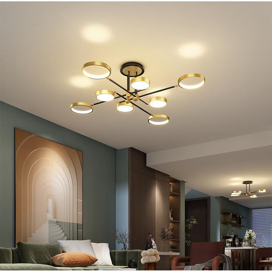 Circular 8-Light Design LED Nordic Flush Mount Ceiling Light Chandeliers