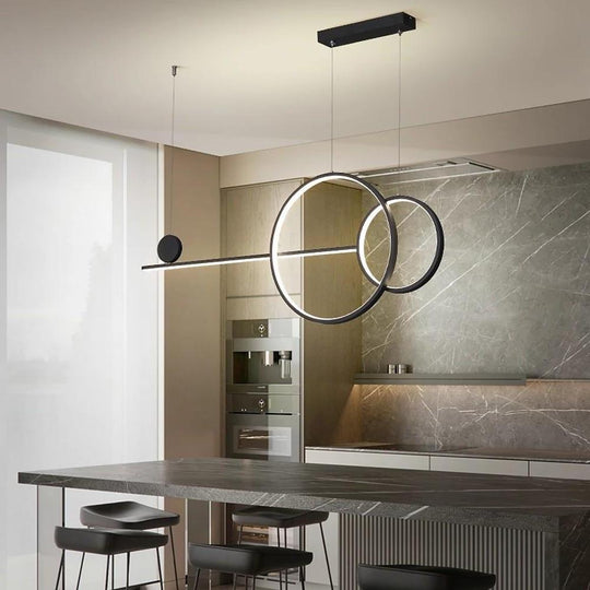 Large Small Circle with Linear Pendant Lighting Modern LED Kitchen Light