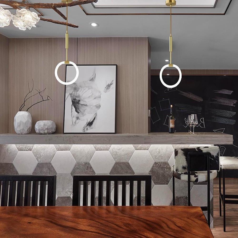 Circle LED Gold Modern Pendant Light Hanging Lamp