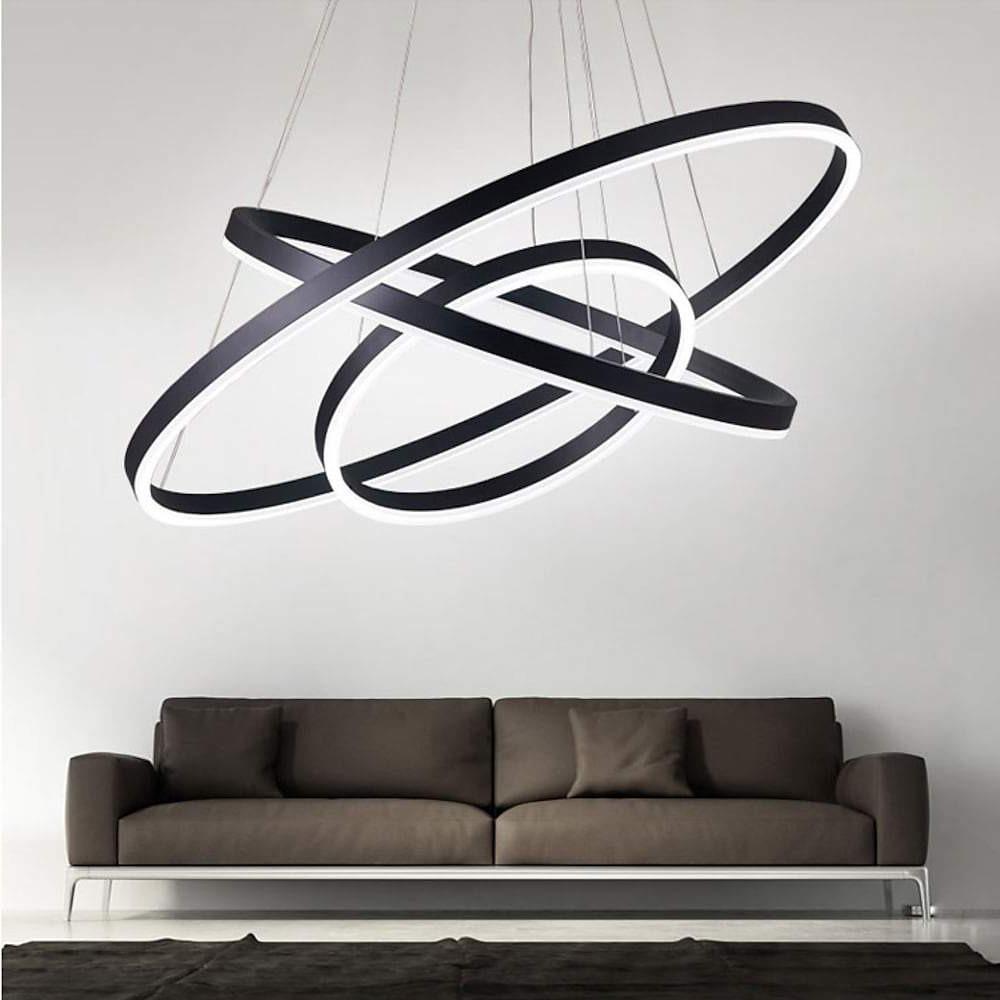 3 Circle Graduated Bedroom Chandeliers Remote Control Ceiling Light