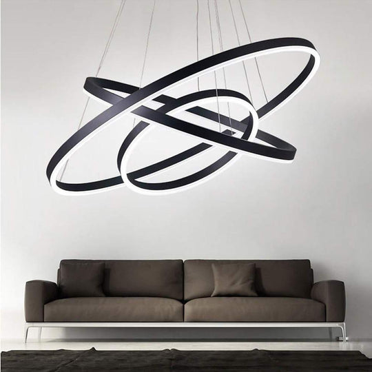 3 Circle Graduated Bedroom Chandeliers Remote Control Ceiling Light