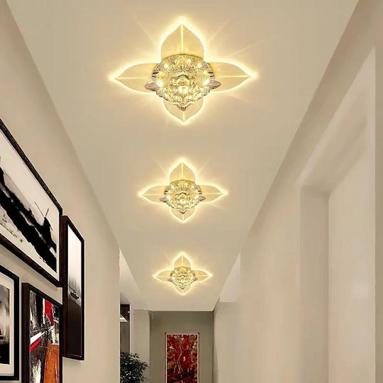4-Pointed Classic Star LED Multi-Color Crystal Modern Flush Mount Ceiling Light