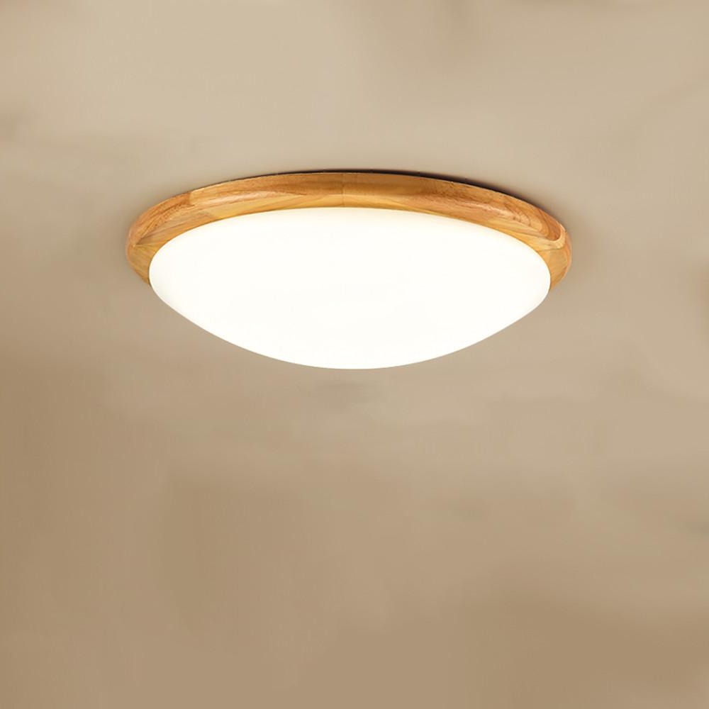 14'' LED Dimmable Wood Flush Mount Ceiling Light – Nordic Bedroom Fixture