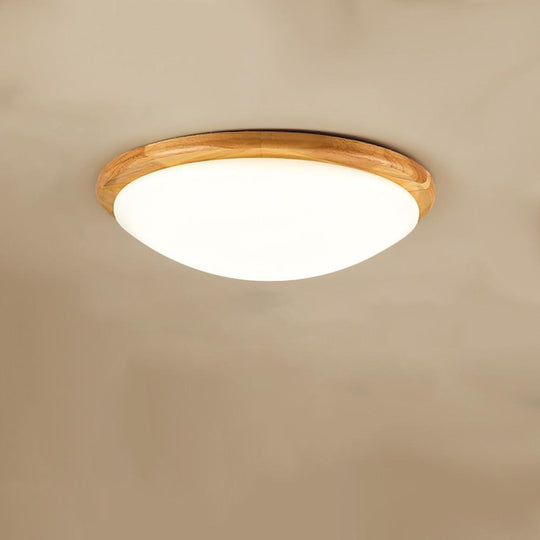 14'' LED Dimmable Wood Flush Mount Ceiling Light – Nordic Bedroom Fixture