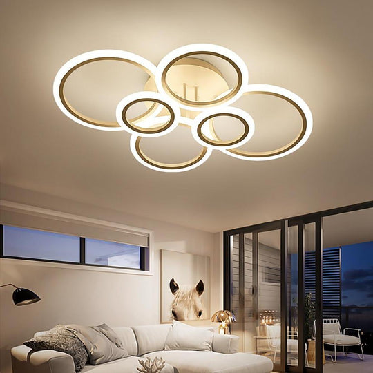 6 Circle Geometric LED Flush Mount Ceiling Light