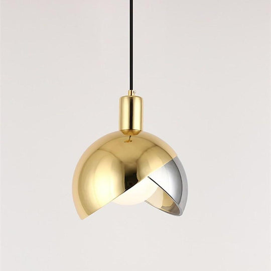 Industrial Dual-Tone Semi Globe Glass Pendant Light