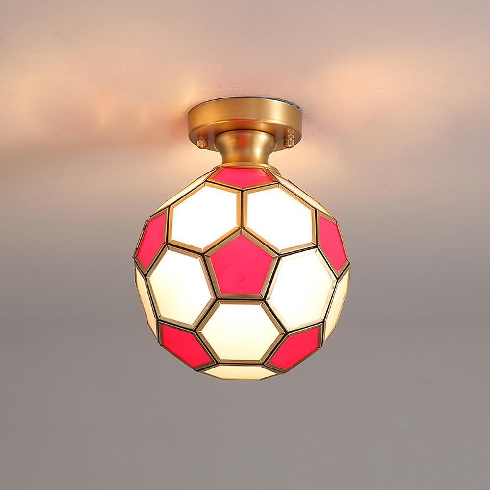 Football Electroplated Copper Glass LED Modern Ceiling Light – Flush Mount