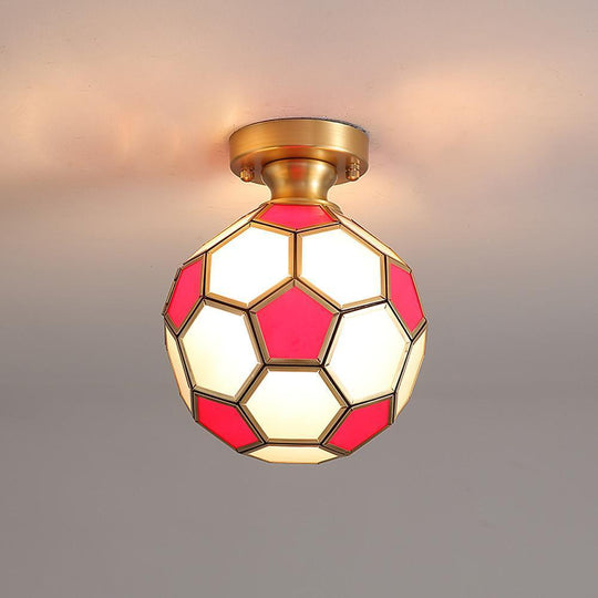 Football Electroplated Copper Glass LED Modern Ceiling Light – Flush Mount