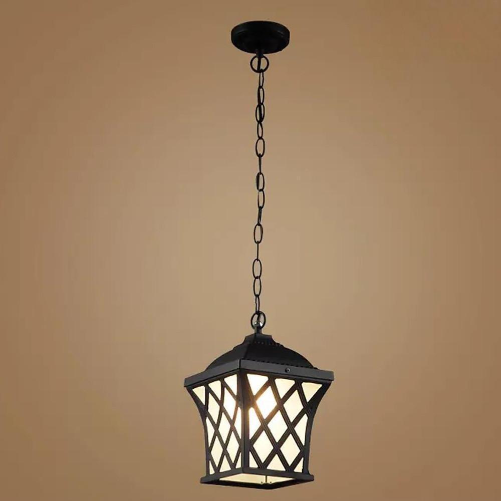 Classic Electroplated Metal Glass Lantern Traditional Pendant Light