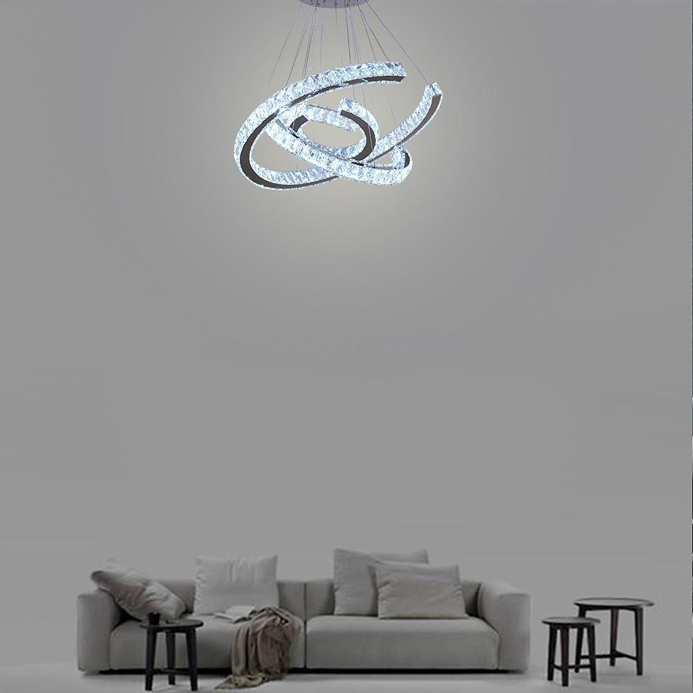 Wave LED Crystal Stainless Steel Chandelier