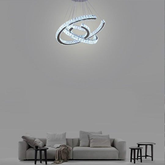 Wave LED Crystal Stainless Steel Chandelier