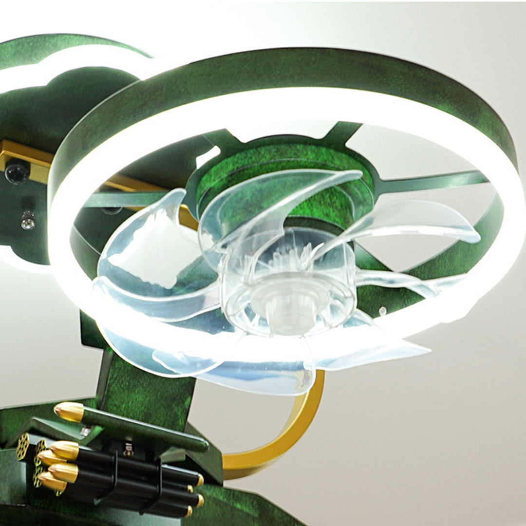 Airplane Ceiling Fan With Light – Children’s LED Remote Control Fan Lamp (Gray/Green)