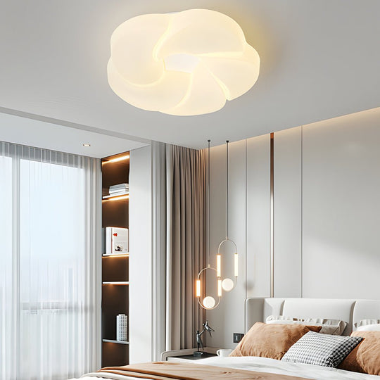 Milky White Flower Ceiling Light with 3-Step Dimming