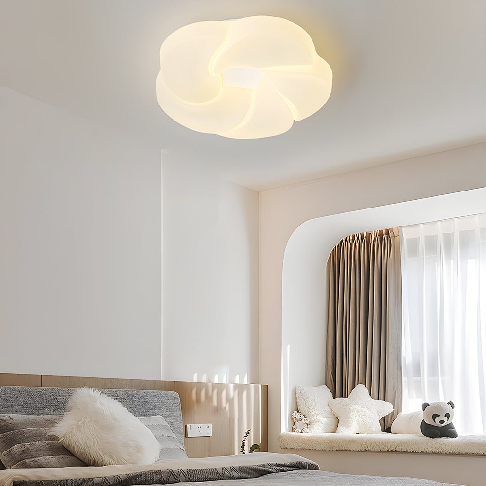Milky White Flower Ceiling Light with 3-Step Dimming