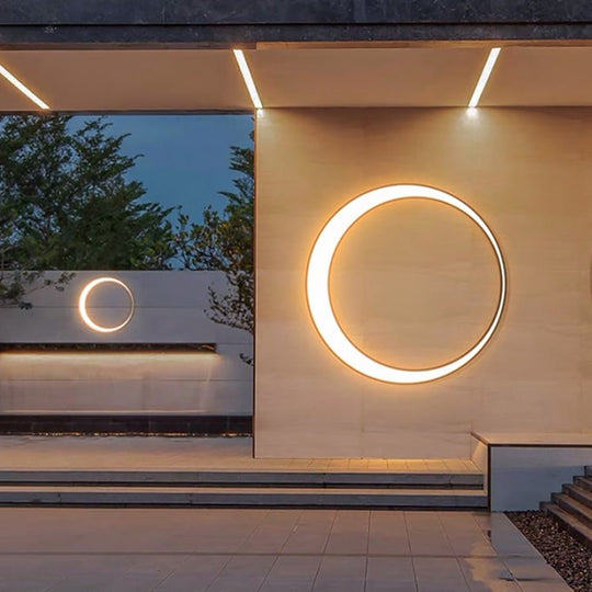 Circular Moon LED Waterproof IP65 Modern Outdoor Wall Light