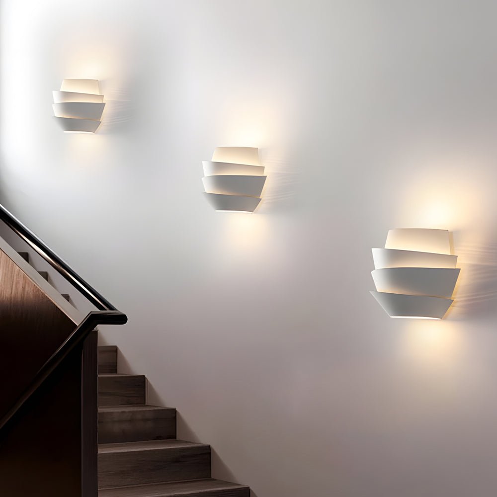 Minimalist Layers Half Cylinder Iron 2-Light Wall Sconce – White