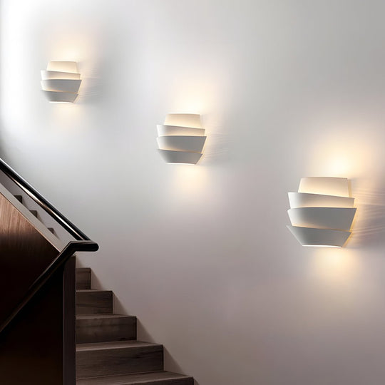 Minimalist Layers Half Cylinder Iron 2-Light Wall Sconce – White