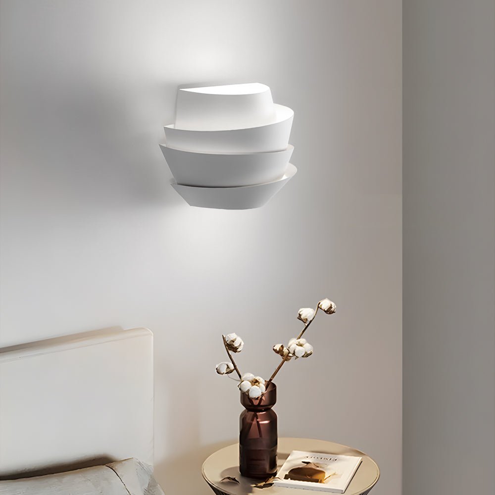 Minimalist Layers Half Cylinder Iron 2-Light Wall Sconce – White