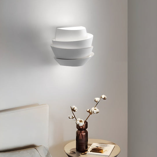 Minimalist Layers Half Cylinder Iron 2-Light Wall Sconce – White