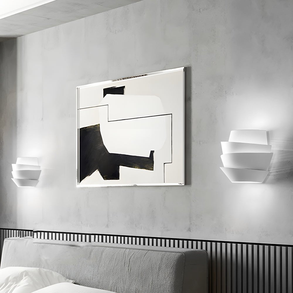 Minimalist Layers Half Cylinder Iron 2-Light Wall Sconce – White