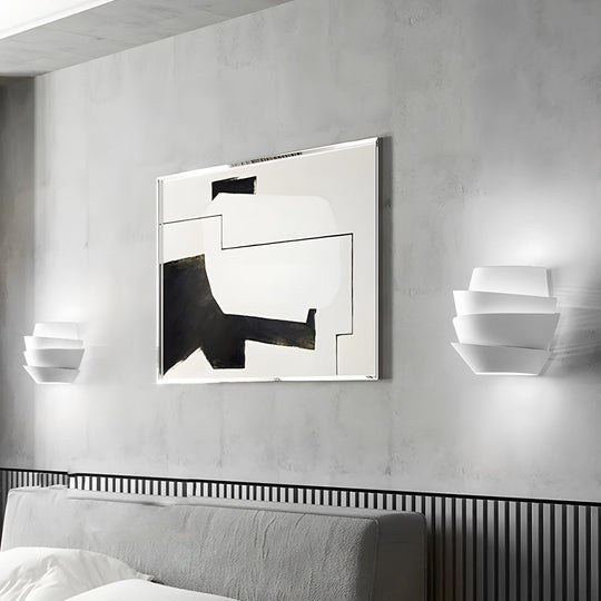 Minimalist Layers Half Cylinder Iron 2-Light Wall Sconce – White