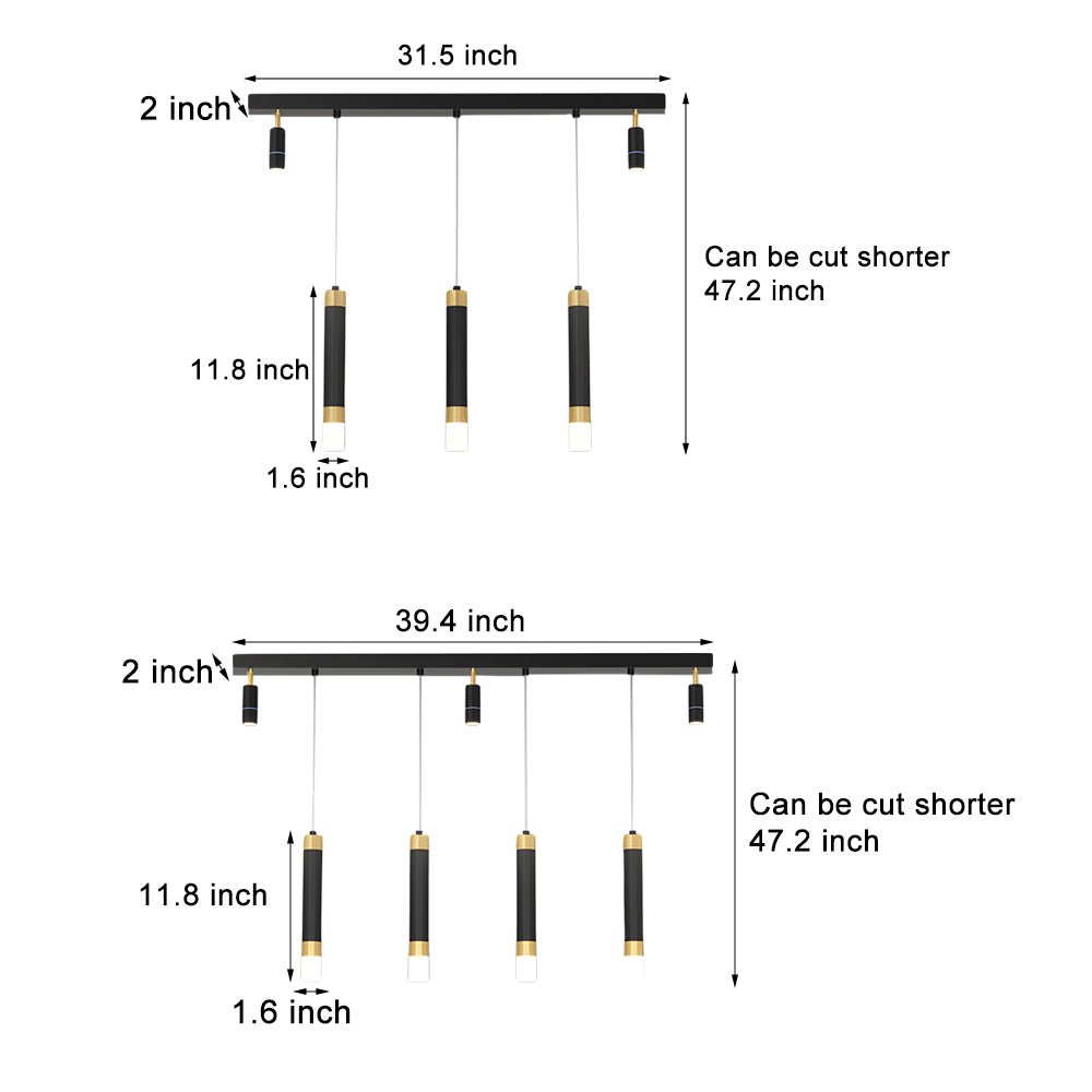 Minimalist Linear Dining Chandelier with 3-Step Dimming