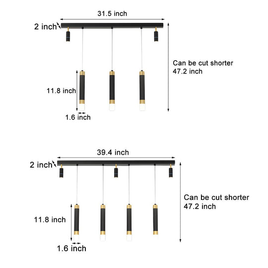 Minimalist Linear Dining Chandelier with 3-Step Dimming