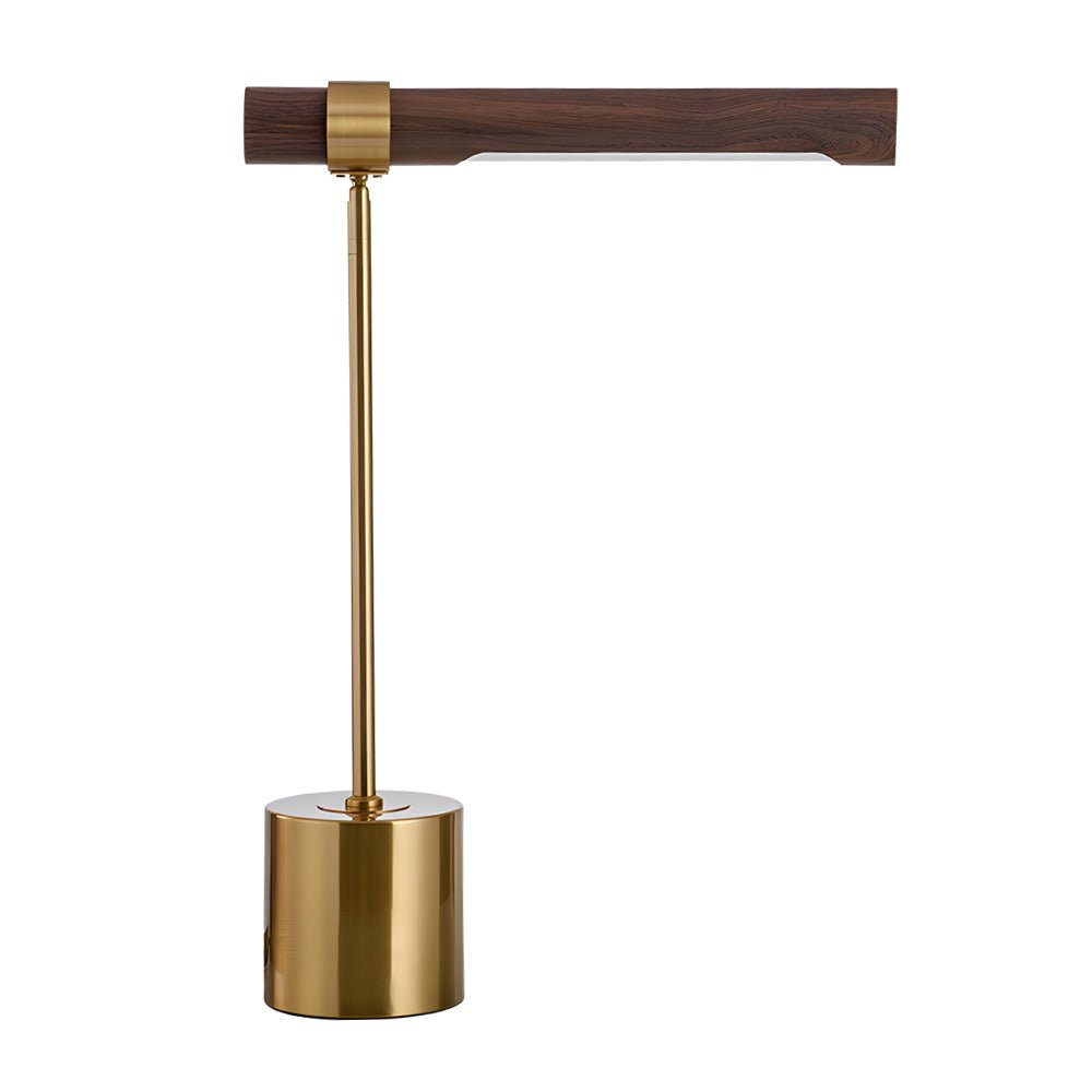 Minimalist Linear Wood LED Desk Lamp with USB Charging