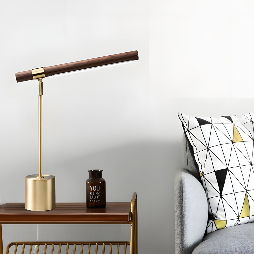 Minimalist Linear Wood LED Desk Lamp with USB Charging