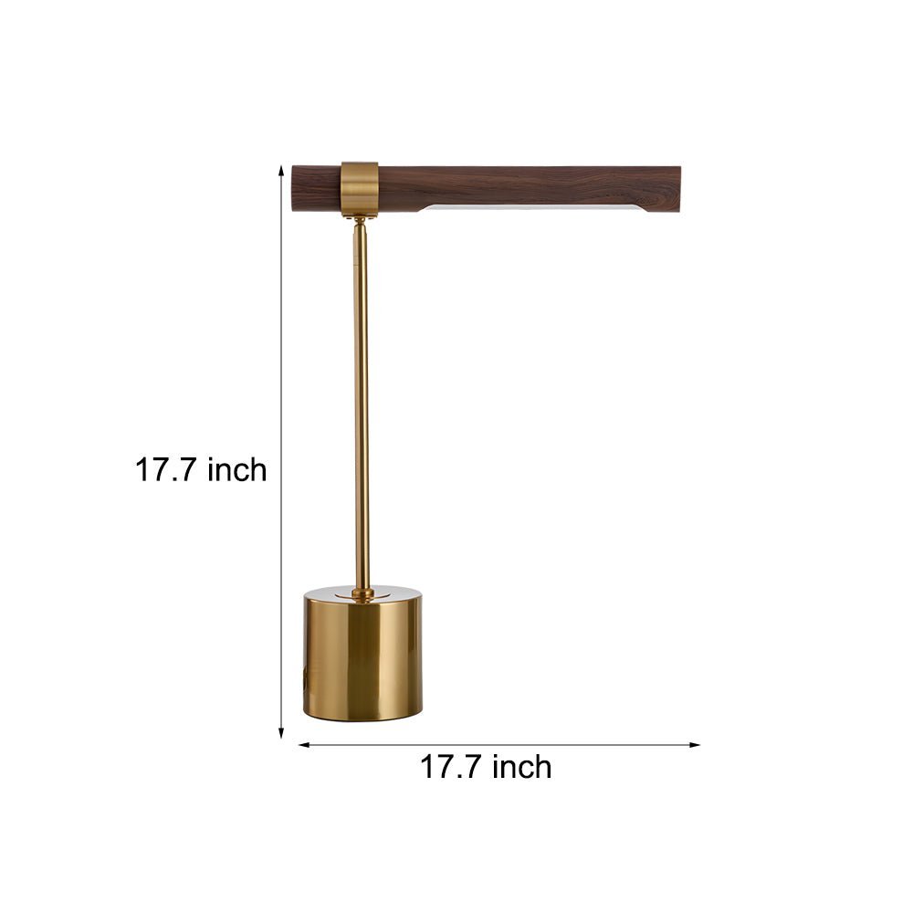Minimalist Linear Wood LED Desk Lamp with USB Charging