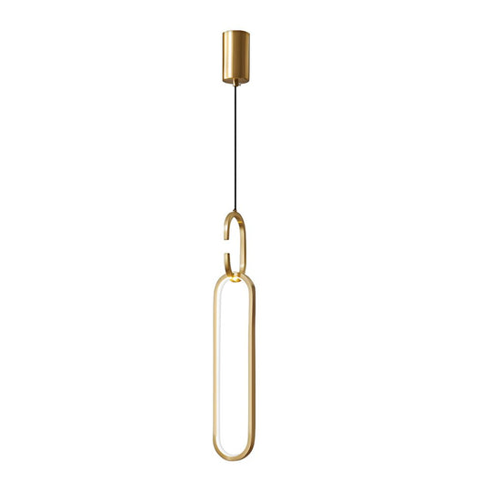 Minimalist Long Oval Rings 3 Step Dimming LED Copper Modern Pendant Lights