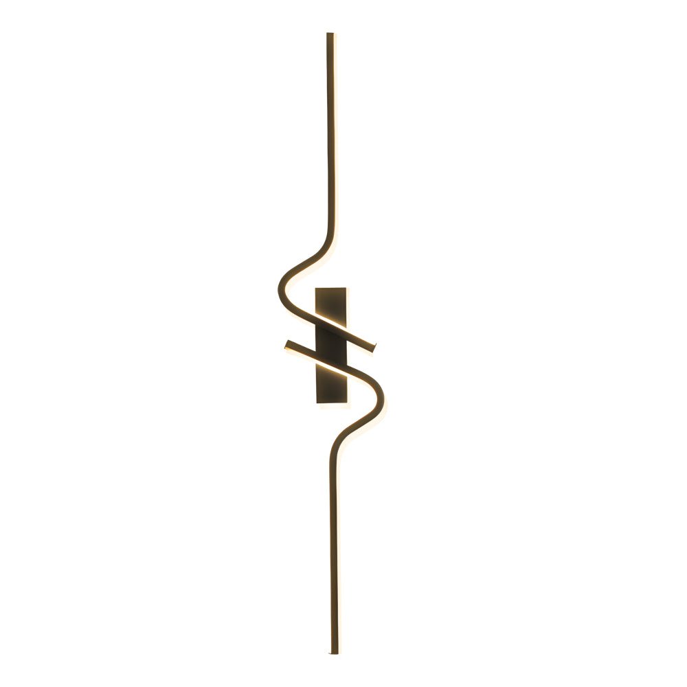 Minimalist Long Wave Black Aluminum LED Wall Lamp