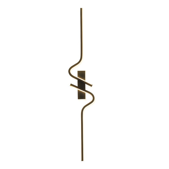 Minimalist Long Wave Black Aluminum LED Wall Lamp
