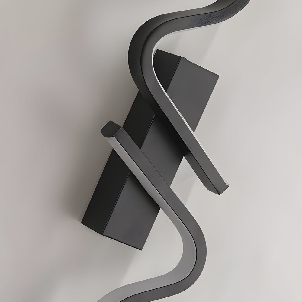 Minimalist Long Wave Black Aluminum LED Wall Lamp