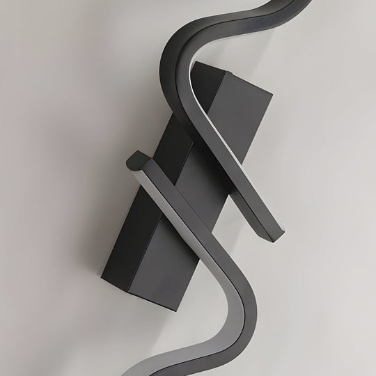 Minimalist Long Wave Black Aluminum LED Wall Lamp
