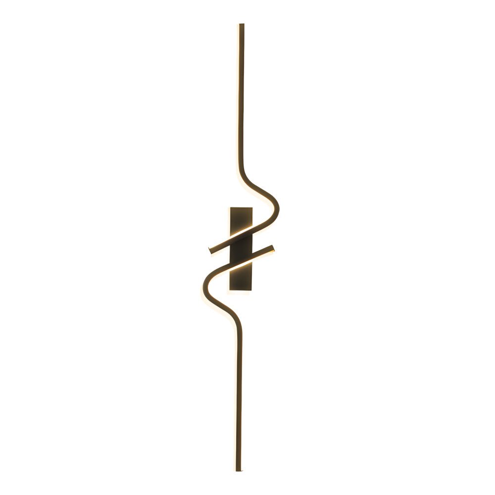 Minimalist Long Wave Black Aluminum LED Wall Lamp