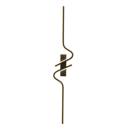 Minimalist Long Wave Black Aluminum LED Wall Lamp