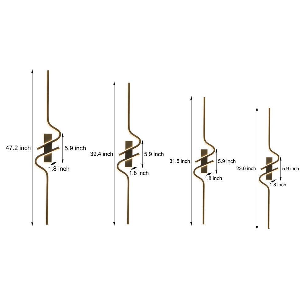 Minimalist Long Wave Black Aluminum LED Wall Lamp
