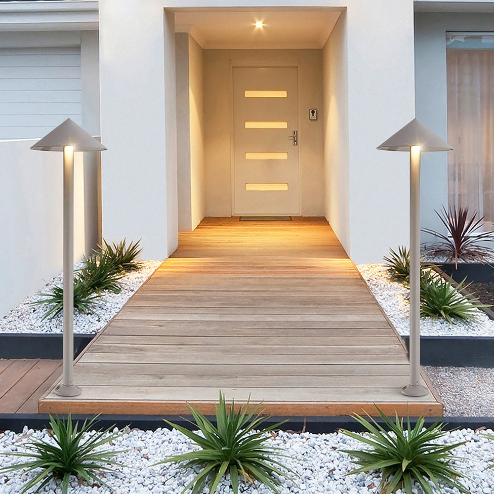 Sleek Minimalist Outdoor Umbrella-Shaped LED Post Light