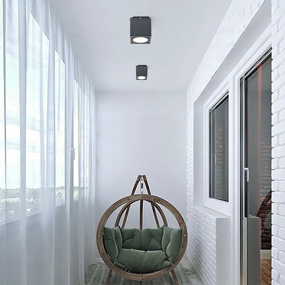 Minimalist Outdoor LED Ceiling Light – Square Downlight for Villa, Corridor, or Balcony