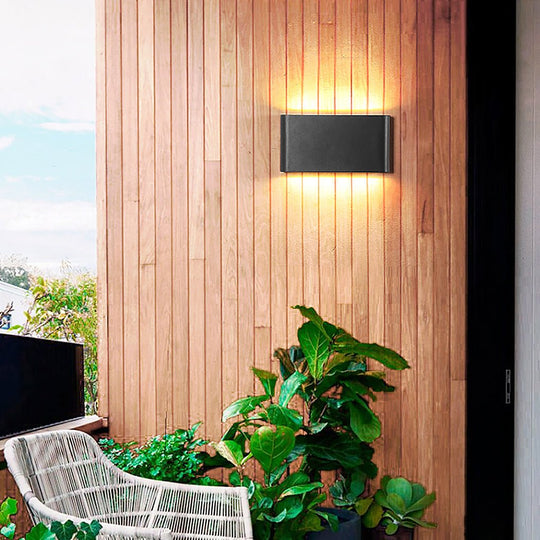 2-Light Black Slim Modern Up and Down LED Outdoor Wall Light