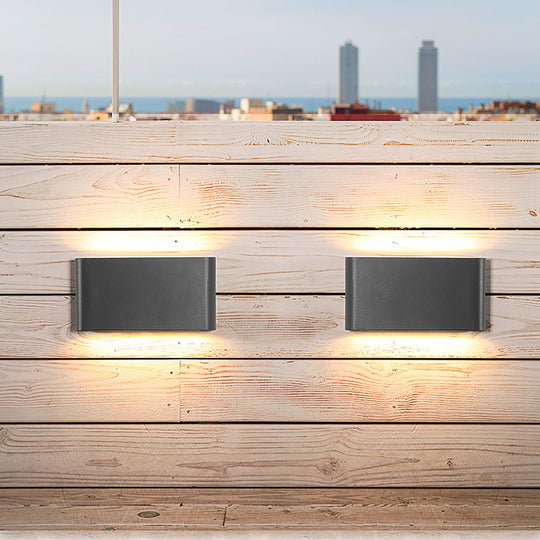 2-Light Black Slim Modern Up and Down LED Outdoor Wall Light