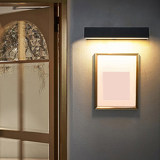 Matte Black Wall Mounted Rectangle LED Outdoor Wall Light