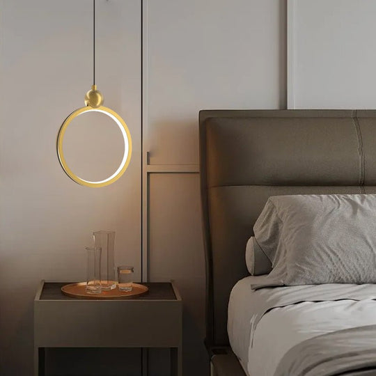 Minimalist Ring Three Step Dimming LED Aluminum Leather Modern Pendant Light