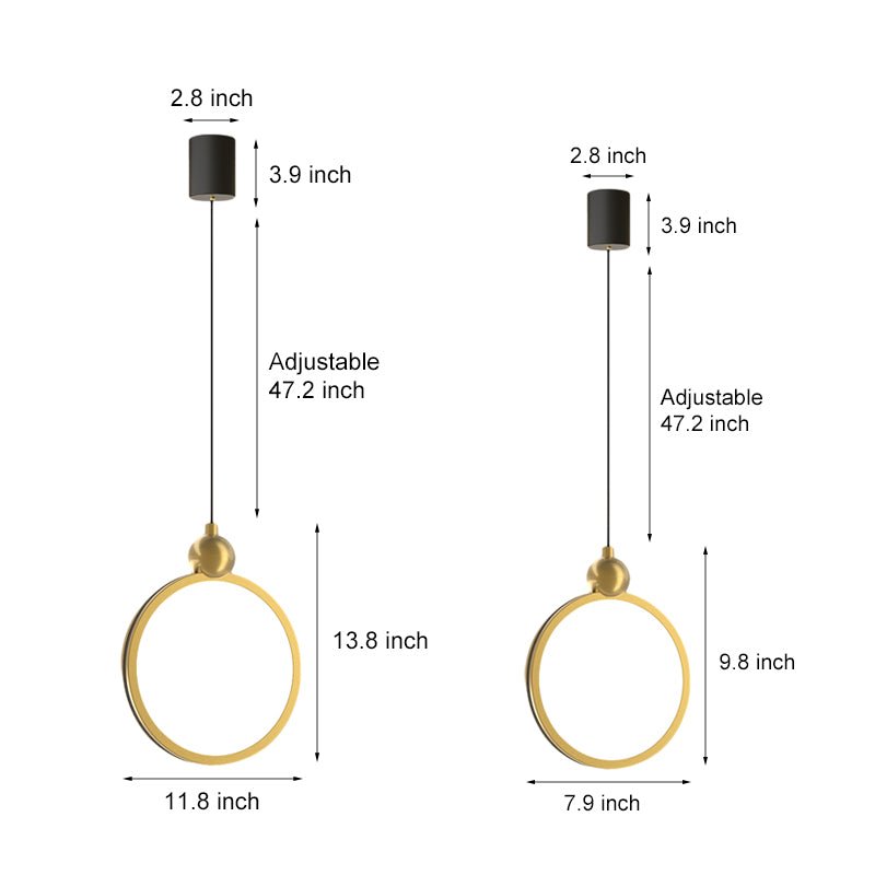 Minimalist Ring Three Step Dimming LED Aluminum Leather Modern Pendant Light