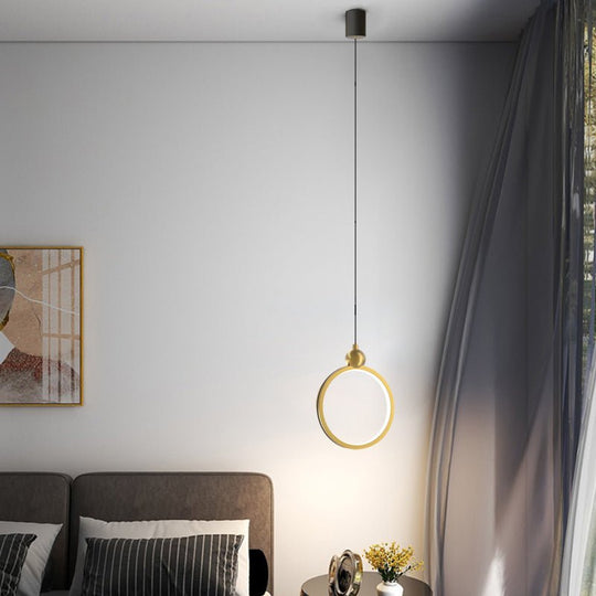 Minimalist Ring Three Step Dimming LED Aluminum Leather Modern Pendant Light