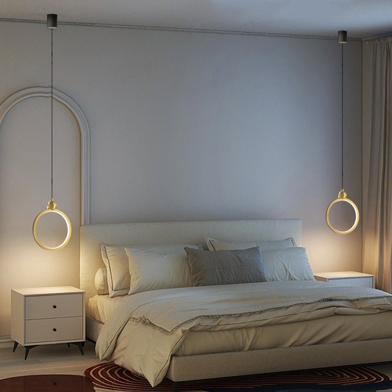 Minimalist Ring Three Step Dimming LED Aluminum Leather Modern Pendant Light