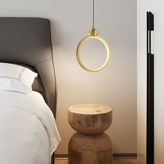 Minimalist Ring Three Step Dimming LED Aluminum Leather Modern Pendant Light