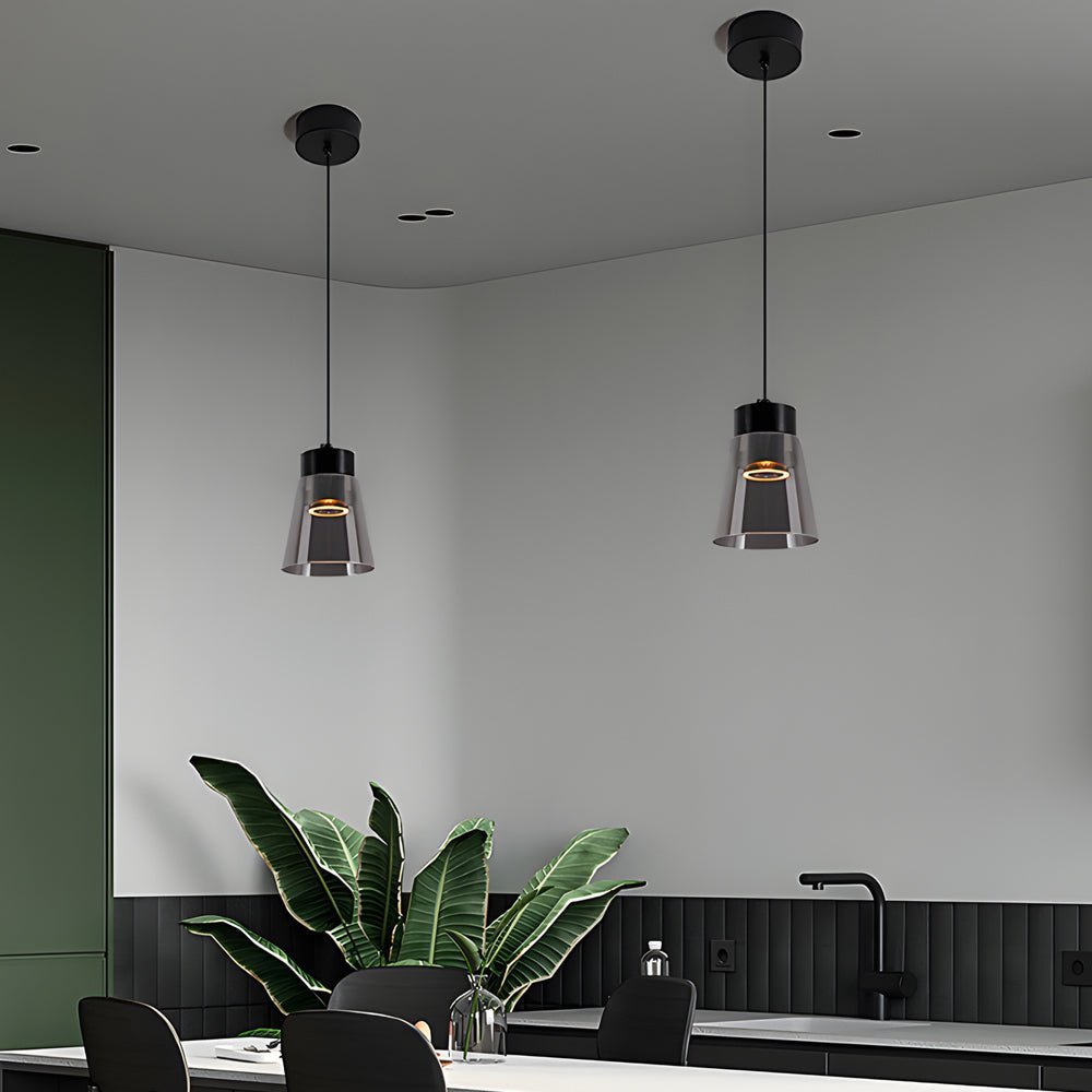 Minimalist Smoke Gray Glass Shade COB Modern Pendant Light Chandelier